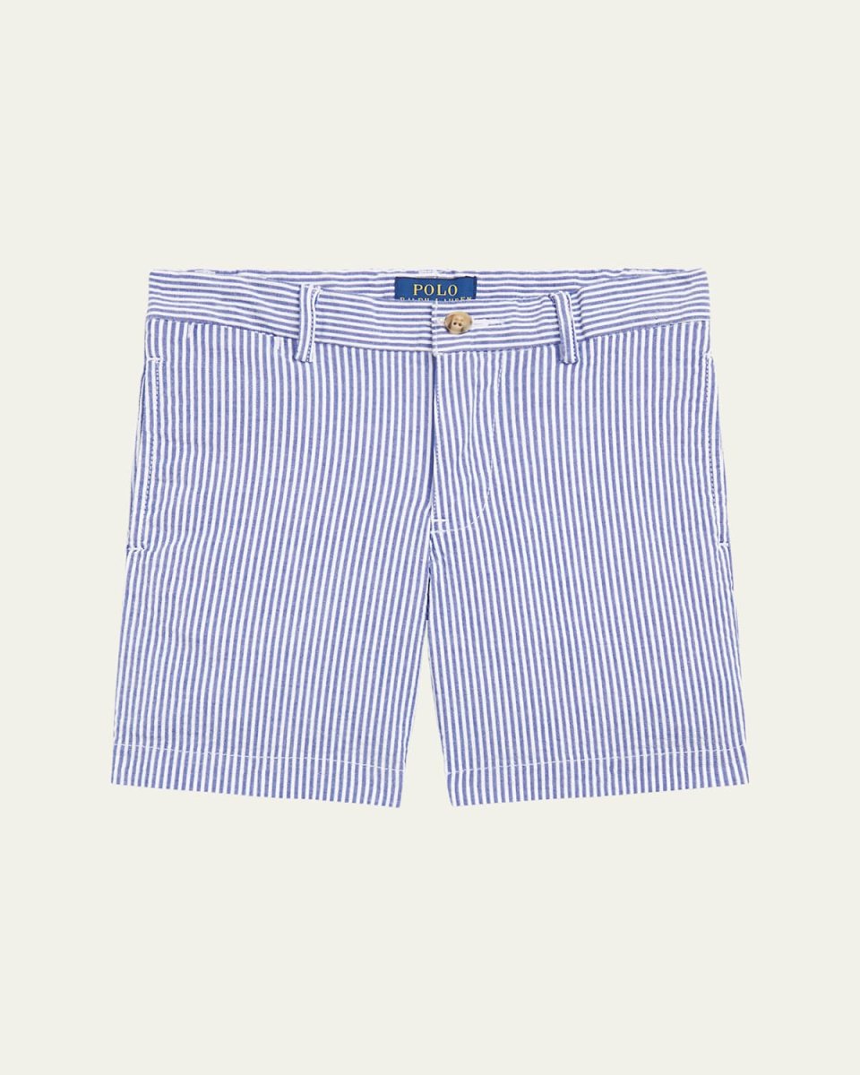 Boy's Seersucker Preppy Shorts, Size 8-20